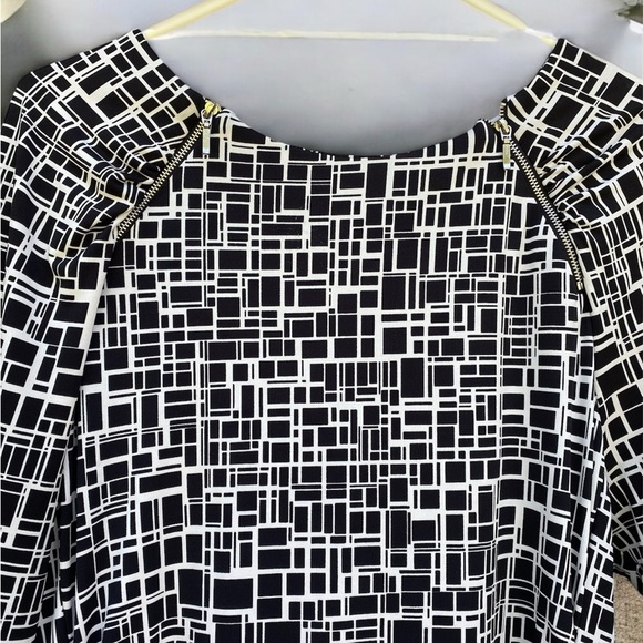 BANANA REPUBLIC Black and White Geometric Print Dress Size XL - Picture 4 of 5